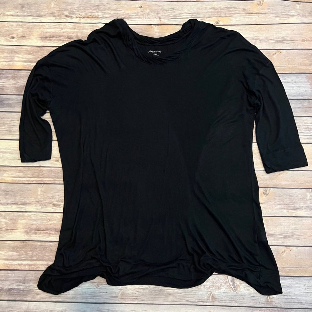 Lane Bryant 3/4 Sleeve Twist Neck Top - Black